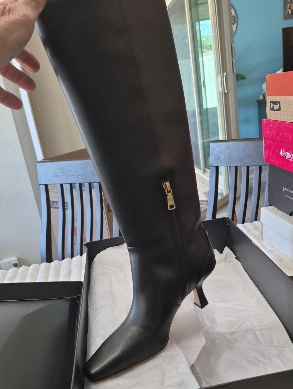 COACH SCULPTED C KITTEN HEEL LEATHER TALL BOOTS WOMEN'S SZ 9 B $325